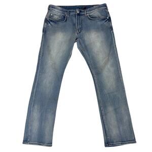 Buffalo David Bitton Y2K Ash-X Jeans Men 34x32 Faded Blue VTG Wash Straight Leg